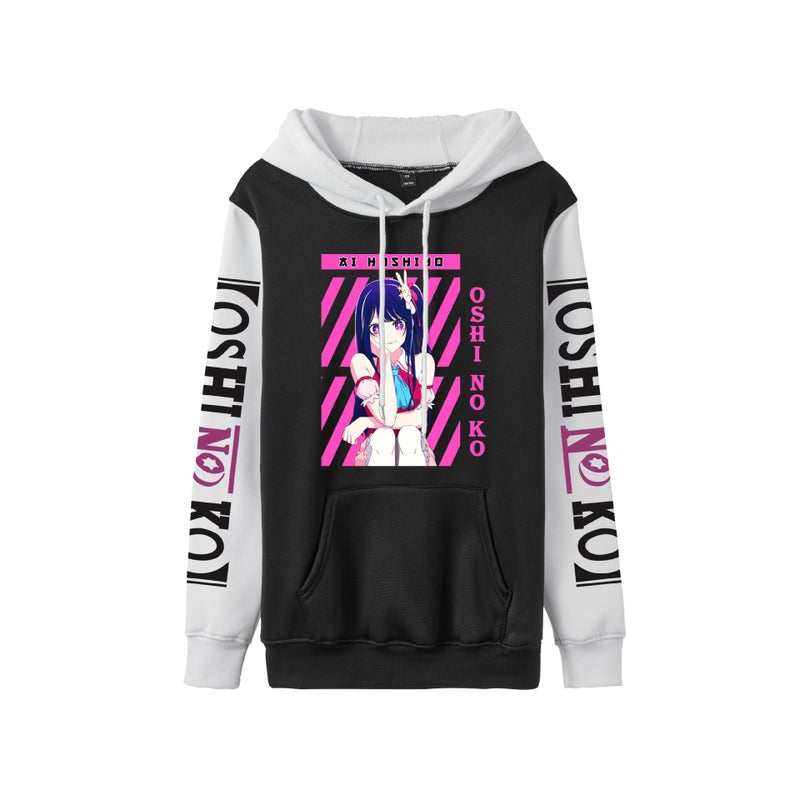 New Men'S And Women'S Couples Vests Oshi No Ko I Push Children'S Trend Hoodie With Hat Contrast Color - Image 2