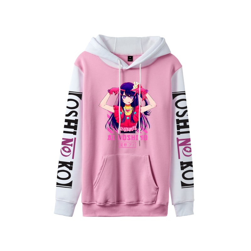 New Men'S And Women'S Couples Vests Oshi No Ko I Push Children'S Trend Hoodie With Hat Contrast Color - Image 4