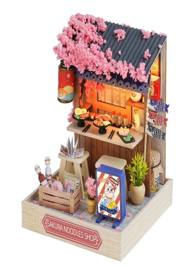 MAGQOO DIY Miniature Dollhouse Kit DIY Miniature House Kit Tiny Mini House Kits with Furniture 1:32 Scale 3D Puzzles (Sukura Noodles Shop) - Image 1