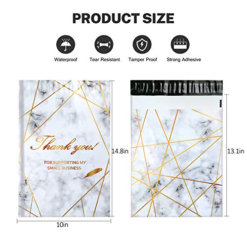 Hatisan 100 Pack Poly Mailers 10x13, Cute Packaging Envelope Mailers Polymailers Packaging for Small Business, Shipping Bags for Clothing Boutique Supplies with Self Seal Strip (Marble) - Image 2