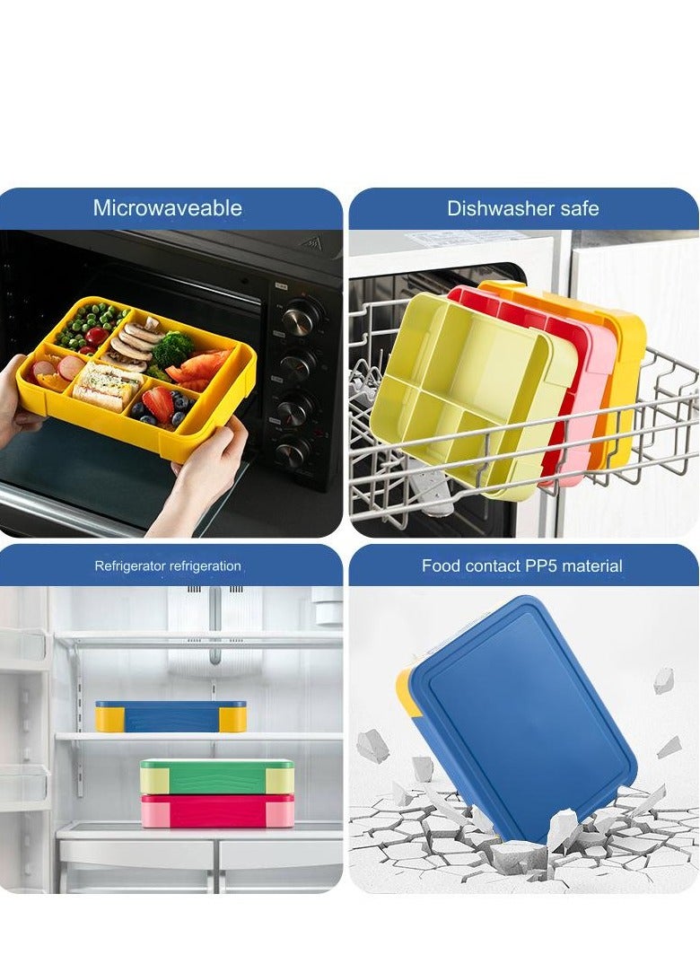 QIGAR Bento Lunch Box for Kids Adults, 6 Compartments  Food Container Ideal Portion Sizes Leak-Proof Bento box for Kids ,With cutlery sauce box,microwave heating Safe, Food-Safe Materials 1330ml - Image 4
