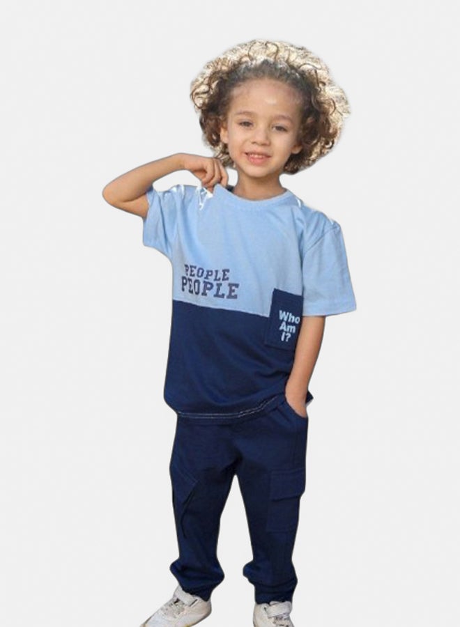 Bongo Boys Cotton T-shirt & Pants Set Navy - Kids Comfortable Casual Wear