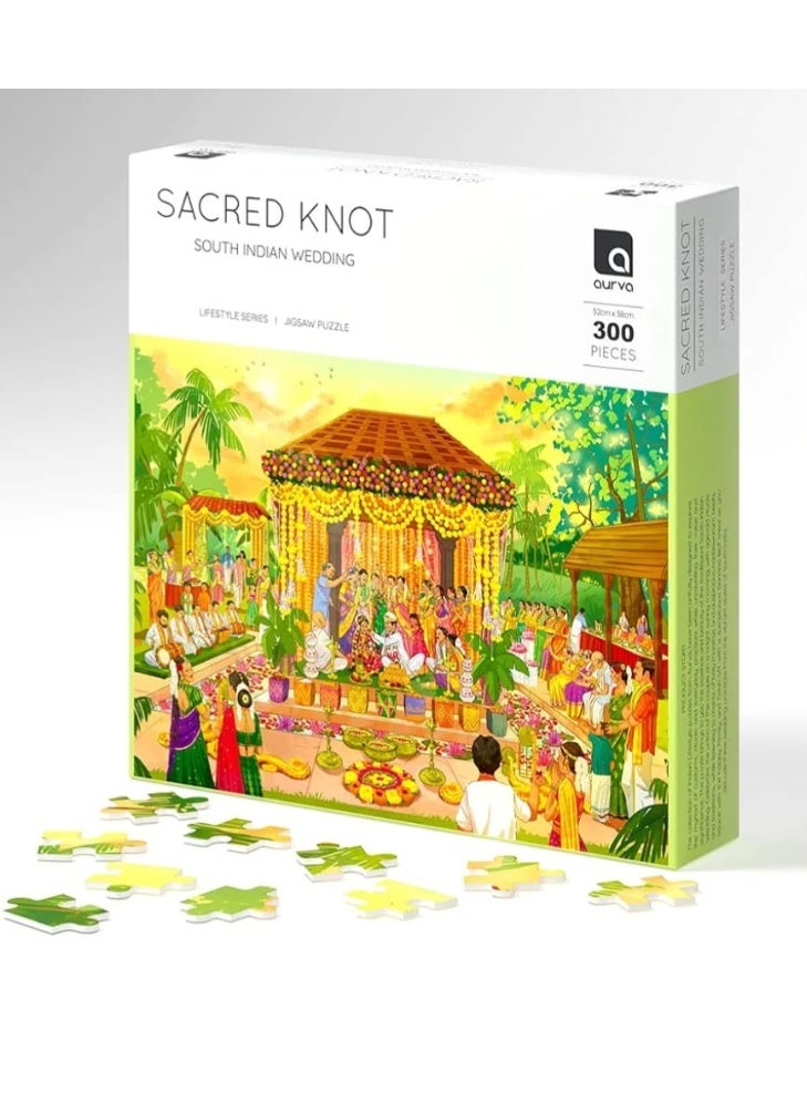 أحجية الصور المقطوعة لحفل زفاف جنوب الهند من Sacred Knot، سلسلة نمط الحياة، 300 قطعة، 14 مم × 18 مم - Image 1