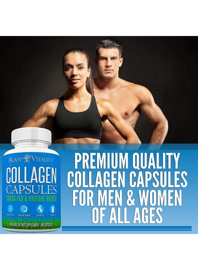 Root Vitality Collagen Capsules Collagen Pills 180 Count For Skin Hair Nails & Joints Collagen Supplements For Women & Men Grass Fed Nongmo Collagen Peptides Pills - Image 4