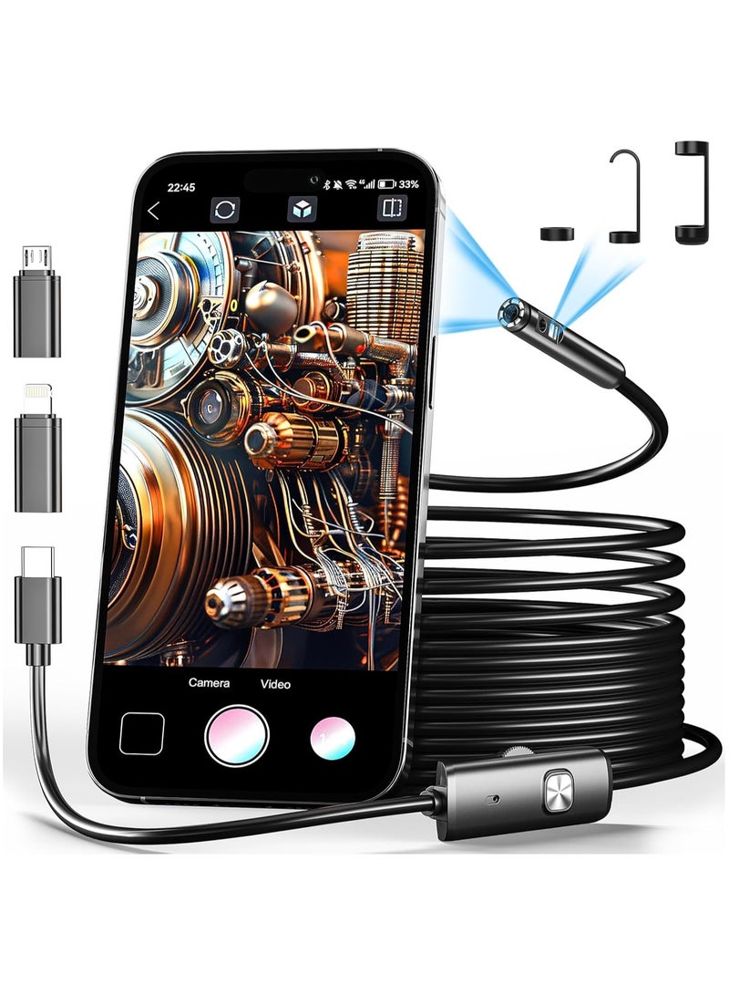 inskam Dual Lens Endoscope Camera with Light-Borescope Inspection Camera with 8+1 Adjustable LED Lights1980P Endoscope Camera with 16.5ft Semi-Rigid Snake Camera IP68 Waterproof for iPhone iPad Android Phone - Image 1
