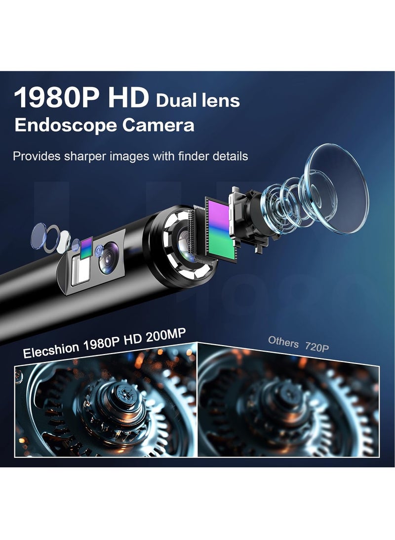 inskam Dual Lens Endoscope Camera with Light-Borescope Inspection Camera with 8+1 Adjustable LED Lights1980P Endoscope Camera with 16.5ft Semi-Rigid Snake Camera IP68 Waterproof for iPhone iPad Android Phone - Image 2