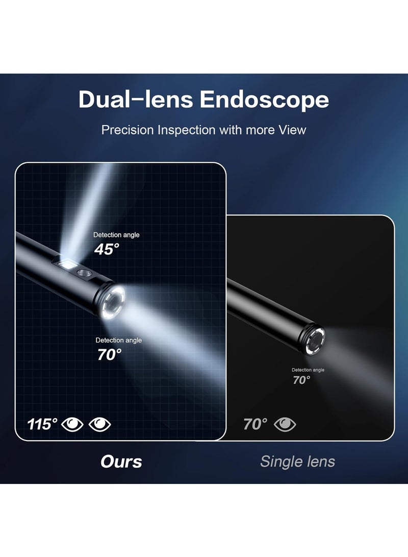 inskam Dual Lens Endoscope Camera with Light-Borescope Inspection Camera with 8+1 Adjustable LED Lights1980P Endoscope Camera with 16.5ft Semi-Rigid Snake Camera IP68 Waterproof for iPhone iPad Android Phone - Image 3
