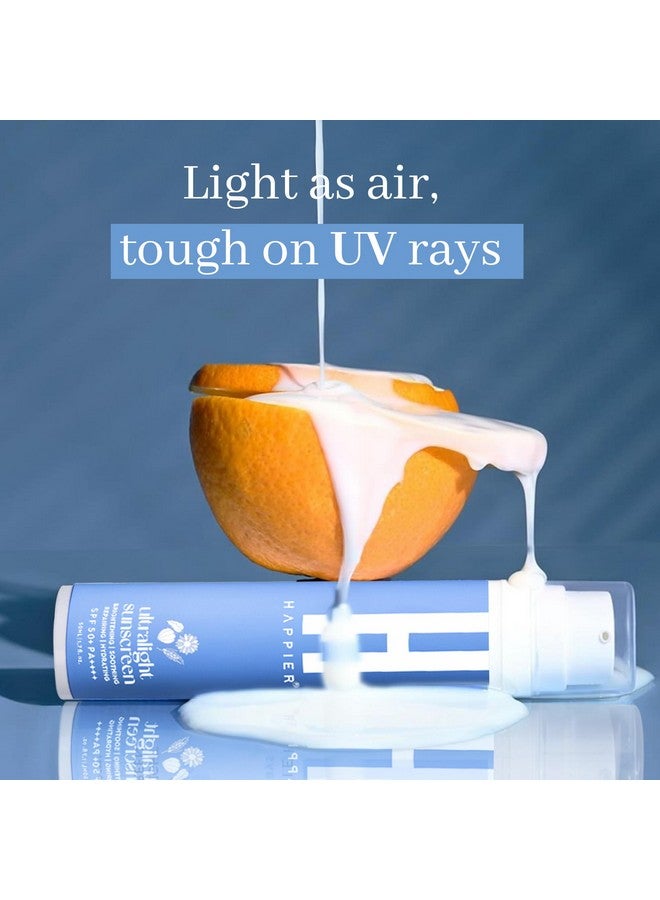 Happier Ultralight Sunscreen Gel 3 In 1 SPF 50 PA++++ | Lightweight, Non-Greasy, Fast Absorbing, No White Cast Sunscreen | Non-Comedogenic Sunscreen Broad Spectrum PA++++ - Pack of 2 - Image 4