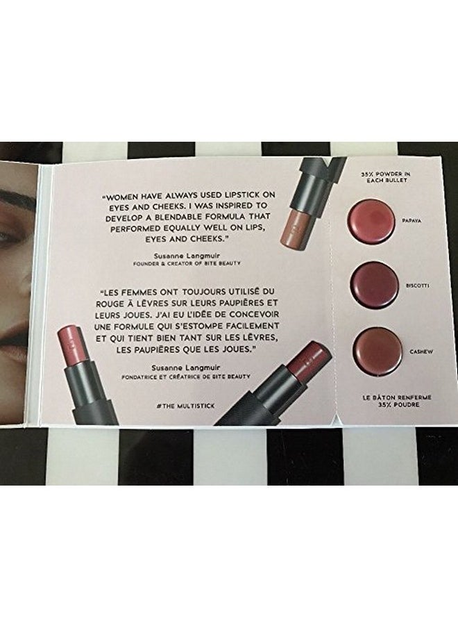 Bite Beauty Multistick Deluxe Sample Card Shades: Papaya, Biscotti, And Cashew  - Image 2