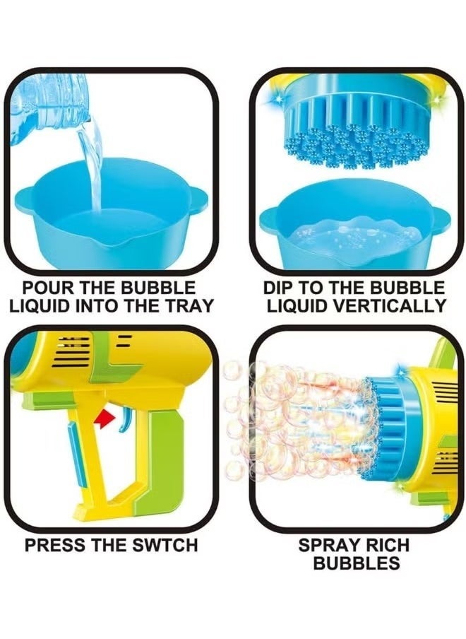 JAJEEK "New 48-Hole Bubble Blower Gun with Colorful LED Lights | Rocket Launcher Bubble Maker, Foam Blaster for Kids, Fun Outdoor Toy, Party Favors & Gifts for Toddlers" - Image 3