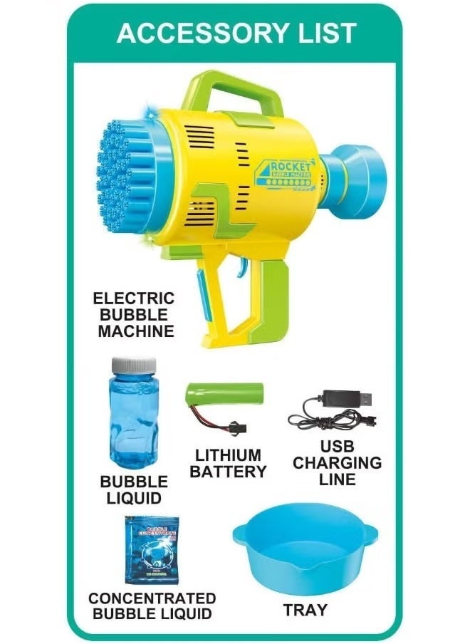 JAJEEK "New 48-Hole Bubble Blower Gun with Colorful LED Lights | Rocket Launcher Bubble Maker, Foam Blaster for Kids, Fun Outdoor Toy, Party Favors & Gifts for Toddlers" - Image 4