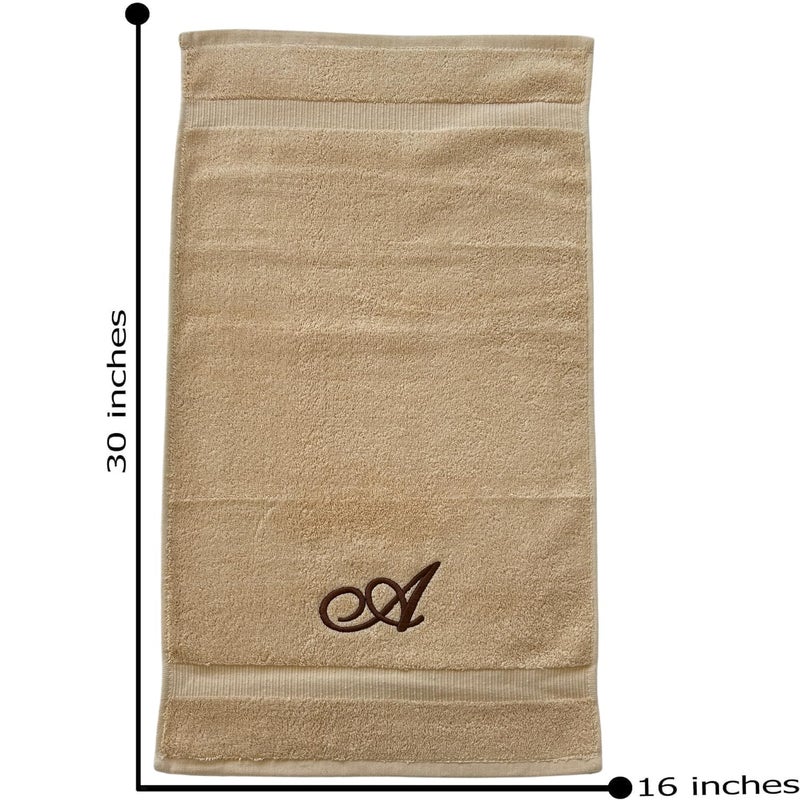 Decorvo Beige Monogrammed Hand Towels for Bathroom - Luxury Hotel Quality Personalized Initial Embroidered Towel for Powder Room, Spa - GOTS Organic Certified - Set of 2 Brown Letter M - Image 3