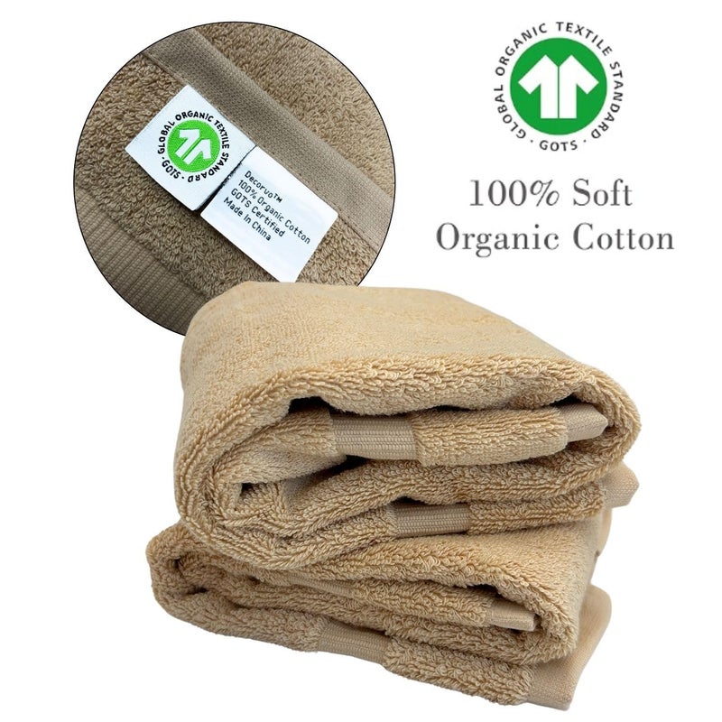 Decorvo Beige Monogrammed Hand Towels for Bathroom - Luxury Hotel Quality Personalized Initial Embroidered Towel for Powder Room, Spa - GOTS Organic Certified - Set of 2 Brown Letter M - Image 2