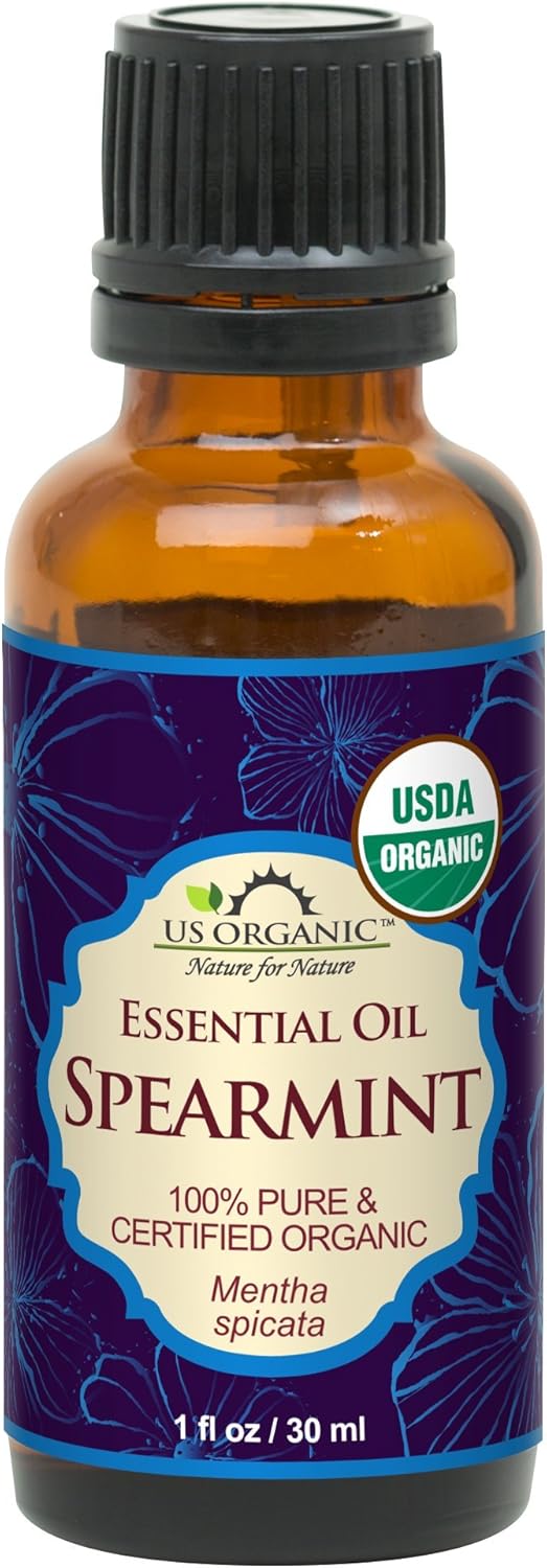 US Organic 100 Pure Spearmint Essential Oil  USDA Certified Organic Steam Distilled  WEuro droppers More Size Variations Available 30 ml  1 fl oz