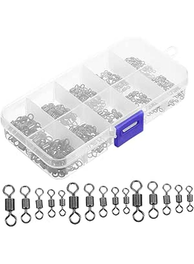 210 Pcs Fishing Barrel Swivels High Rolling Connectors Saltwater Freshwater Tackle - Image 1