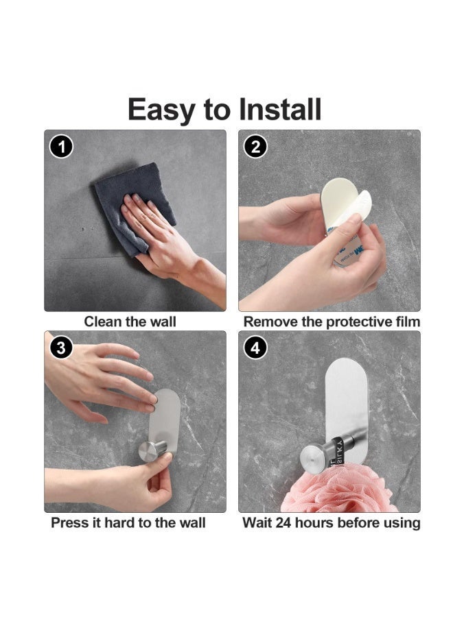 WangPangZi Matte Bathroom Hardware 4pcs/Set, 100% Stainless Steel Holders, Resists Humid Environments Without Rusting, Includes Adhesive Toilet Paper Holder, Adhesive Towel Bar, And Adhesive Bathrobe/Towel Hook Bathroom Accessory Set Suitable For Bathrooms, Kitchens, And Rvs (Brushed Silver) - Image 3