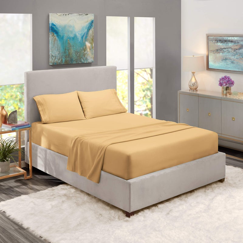 Nestl Split King Sheet Set - 1800 Ultra-Soft Microfiber Bed Sheets - Double Brushed - Deep Pockets - Easy Fit - 5 Piece Set - Bed Sheets & Pillowcases (Split King Size, Camel Gold) - Image 1