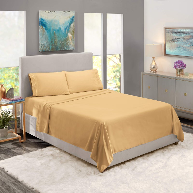 Nestl Split King Sheet Set - 1800 Ultra-Soft Microfiber Bed Sheets - Double Brushed - Deep Pockets - Easy Fit - 5 Piece Set - Bed Sheets & Pillowcases (Split King Size, Camel Gold) - Image 5