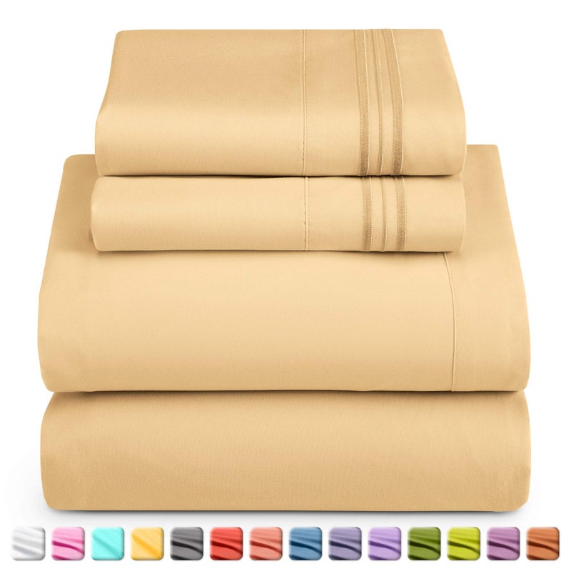 Nestl Split King Sheet Set - 1800 Ultra-Soft Microfiber Bed Sheets - Double Brushed - Deep Pockets - Easy Fit - 5 Piece Set - Bed Sheets & Pillowcases (Split King Size, Camel Gold) - Image 2
