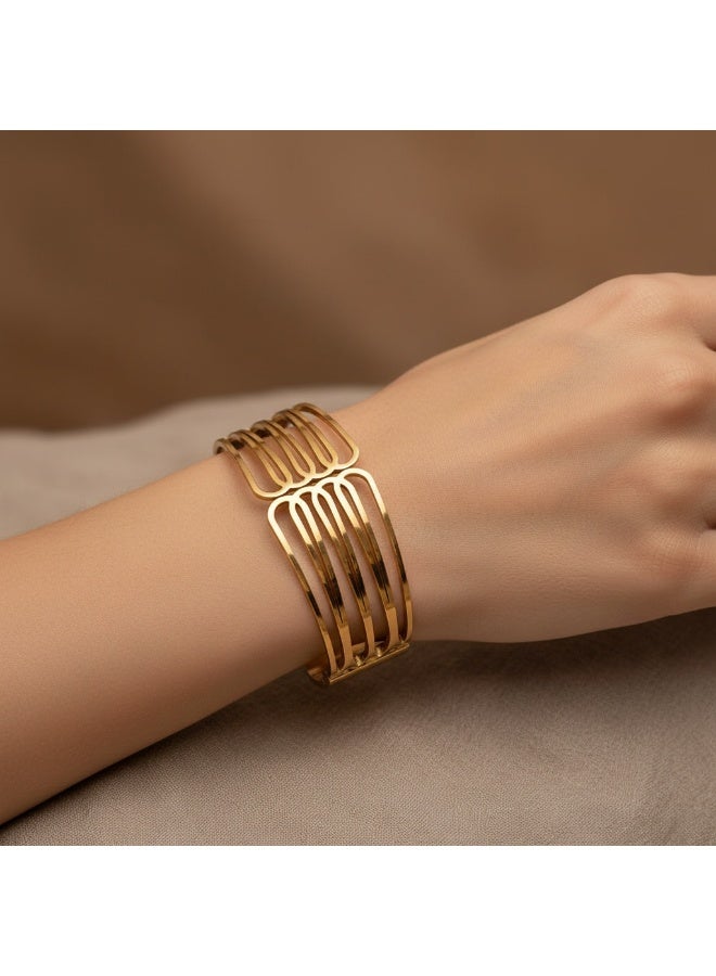 AMETOER 18K Gold-Plated High-End Women's Stainless Steel Bracelet - Durable, Non-Fading Jewelry Perfect for All Occasions - Image 3