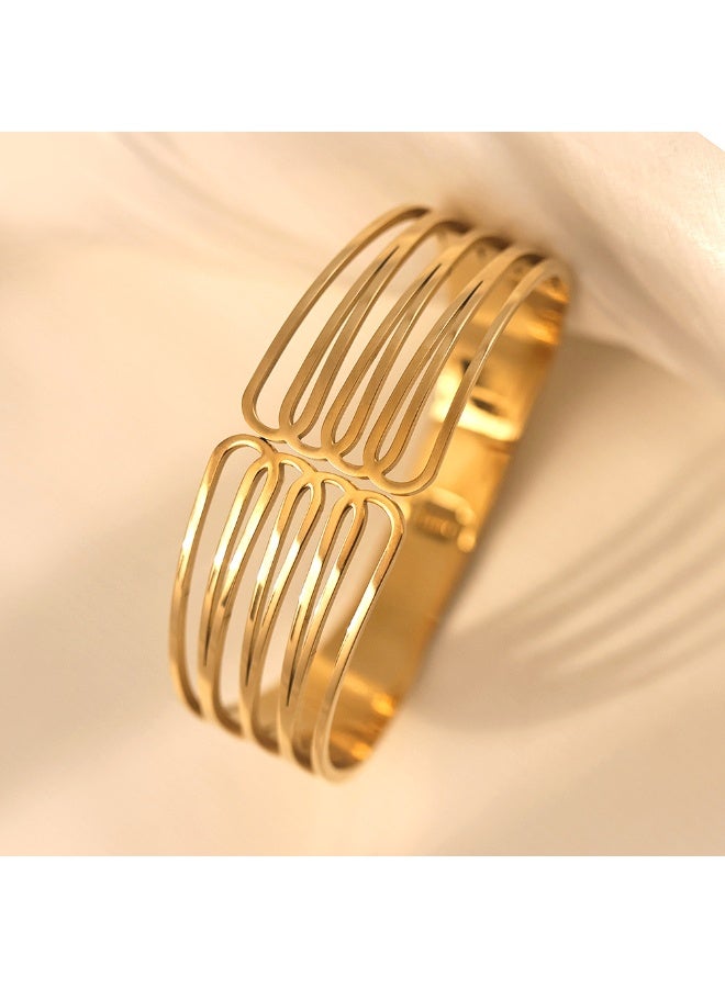 AMETOER 18K Gold-Plated High-End Women's Stainless Steel Bracelet - Durable, Non-Fading Jewelry Perfect for All Occasions - Image 2
