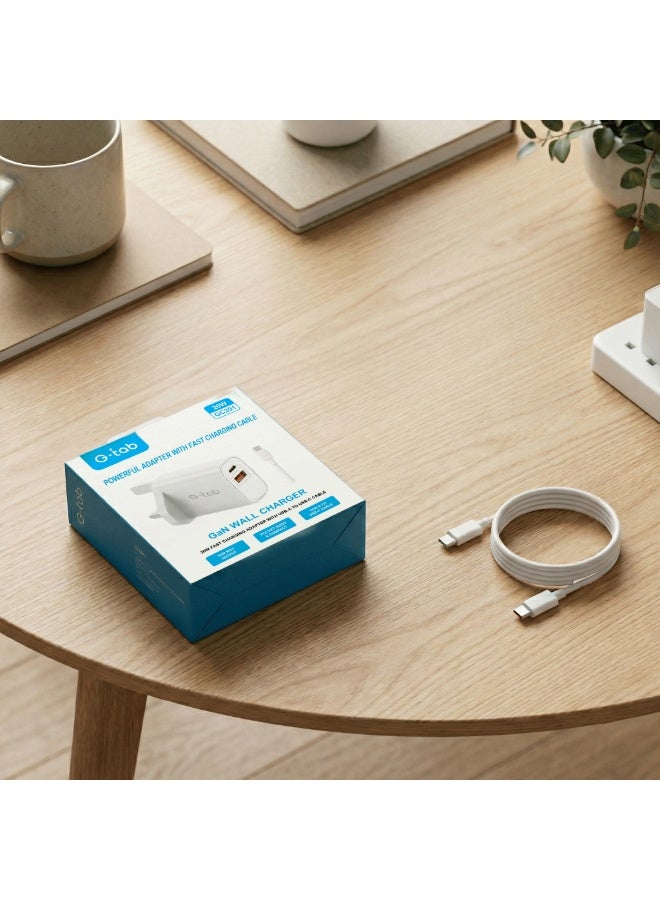 جي تاب شاحن سريع G-TAB بقدرة 20 واط بتقنية GaN مع كابل USB-A إلى لايتنينج، شاحن جداري بمنفذين USB-A وUSB-C، شحن سريع لأجهزة آيفون، آيباد، إيربودز، سامسونج والتابلت - Image 5