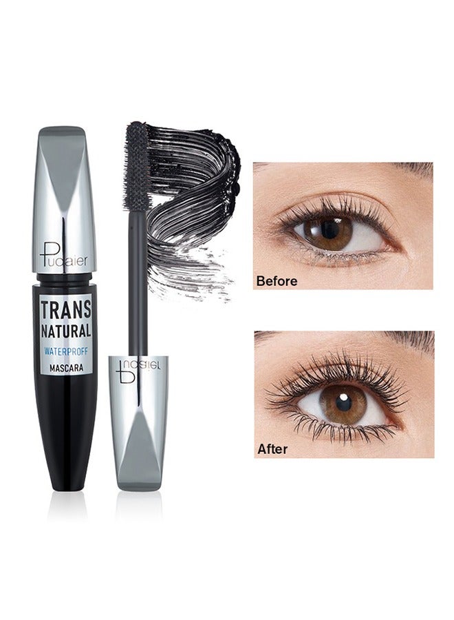 pudaier Trans Natural Waterproof Mascara-Natural Thicker Longer Curled Eyelashes Long Lasting Waterproof Smudgeproof Lashes Hypoallergenic Formula All-day Eye Makeup Classic Black 8g - Image 1