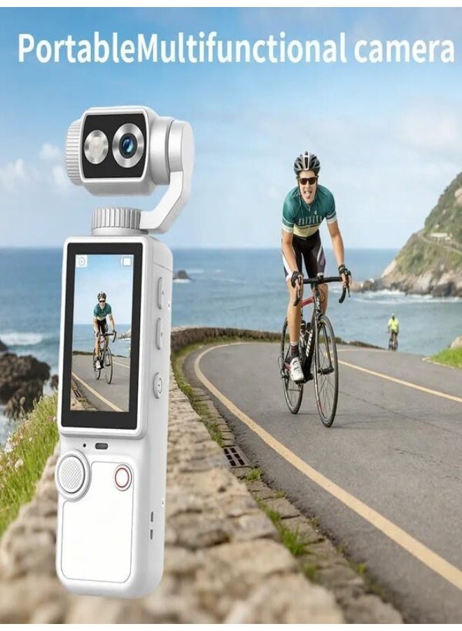 كاميرا المحمولة باليد بدقة 4K والمزودة بمثبت (Gimbal) وعدسة دوارة - كاميرا صغيرة محمولة في الجيب ومزودة بشاشة، مثالية لتسجيل مدونات الفيديو (Vlogs) وأثناء السفر! - Image 3