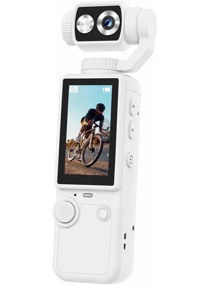 كاميرا المحمولة باليد بدقة 4K والمزودة بمثبت (Gimbal) وعدسة دوارة - كاميرا صغيرة محمولة في الجيب ومزودة بشاشة، مثالية لتسجيل مدونات الفيديو (Vlogs) وأثناء السفر! - Image 1