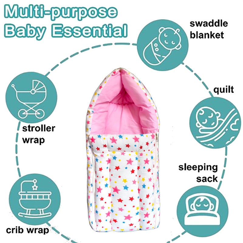 VParents Baby Sleeping Bag Cum Carrying Bag, Portable Bassinet, Unisex Baby Sleeping Bed, Carrying Nest, Cotton, 0-6 Months Joy (Pink) 110316 - Image 5