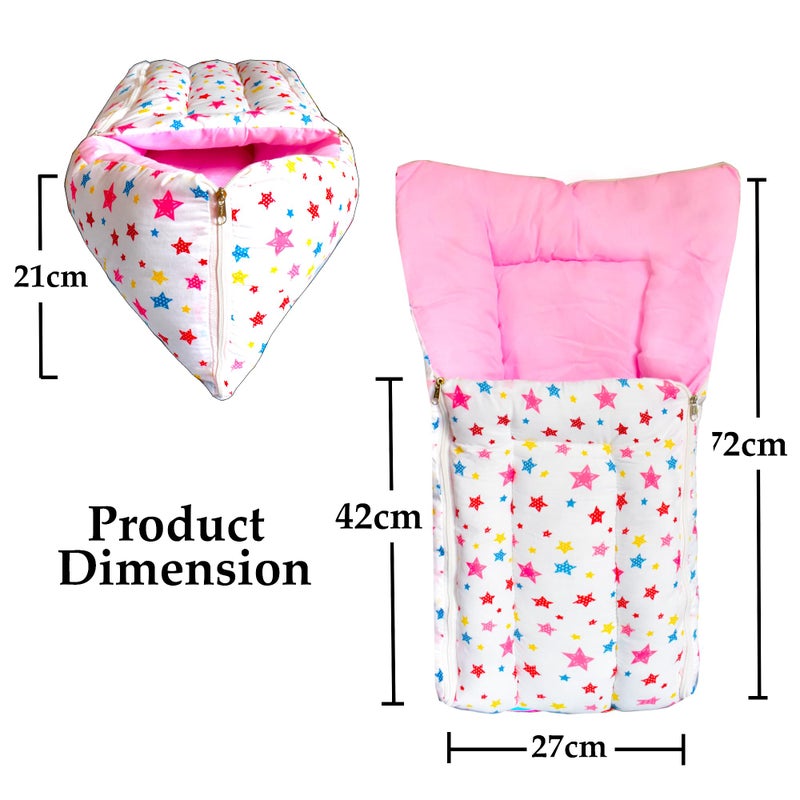 VParents Baby Sleeping Bag Cum Carrying Bag, Portable Bassinet, Unisex Baby Sleeping Bed, Carrying Nest, Cotton, 0-6 Months Joy (Pink) 110316 - Image 4