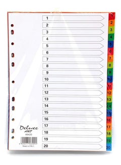Deluxe DELUXE 49420 PLASTIC DIVIDER A4 1-20 COLOR WITH NUMBER 