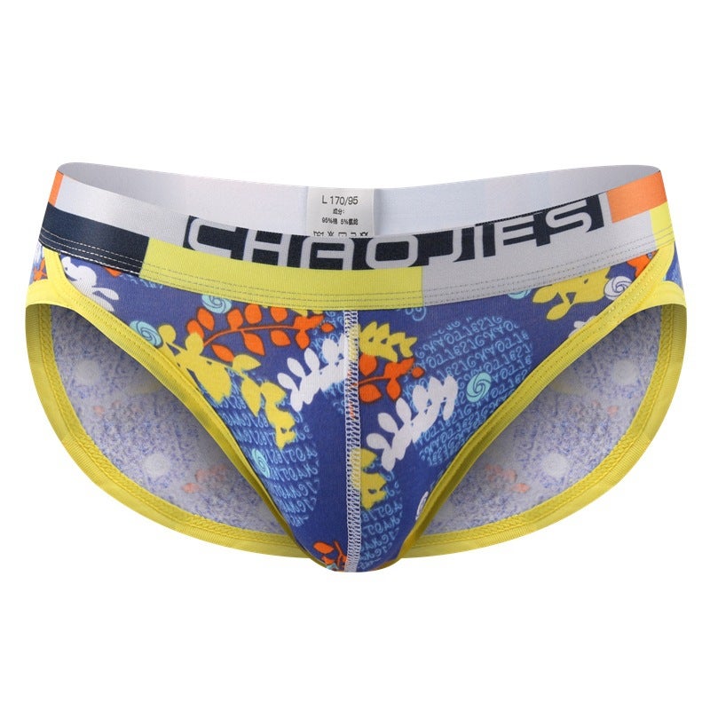 Mens Breathable Cotton Briefs Low Waist U-Convex sapphire blue 