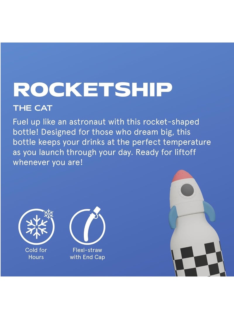 Asobu Rocket Bestie Bottle 16oz Kids Insulated Water Bottle with Straw, Vacuum Stainless Steel, Leakproof BPA-Free, Cute Rocket Design, Cold 24h Hot 12h, Durable School Travel Bottle - Image 2
