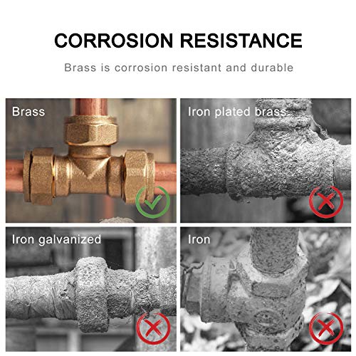 SUNGATOR 1/4'' Barstock Tee Fittings, 1/4" Inch NPT Female Brass Pipe Fittings, 1/4'' NPT Female Brass Barstock Tee Fittings for Air Compressor, Gas Line (2-Pack) - Image 5