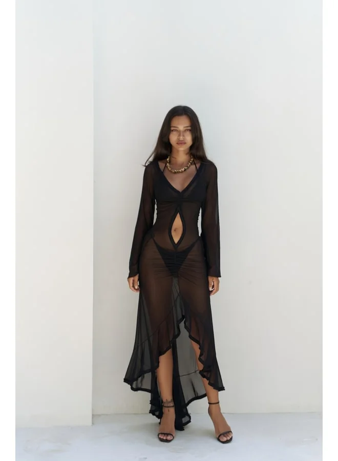 Bohemai Alyona Lace Detail Black Dress