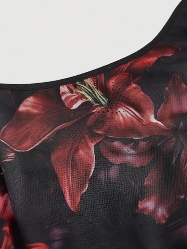 BEAUDRM Women's Plus Size Summer Spring Wedding Guest Dress Floral Boho Maxi Dress Ruffle Beach Vacation Flowy Sundresses Red and Black X-Large Plus - Image 2