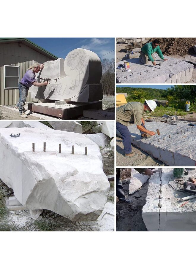 Rock Splitting Wedges, 5/8 Inch Wedge and Feather Shims, Heavy Duty Stone Splitting Tools for Marble Rocks Concrete Granite - Image 3