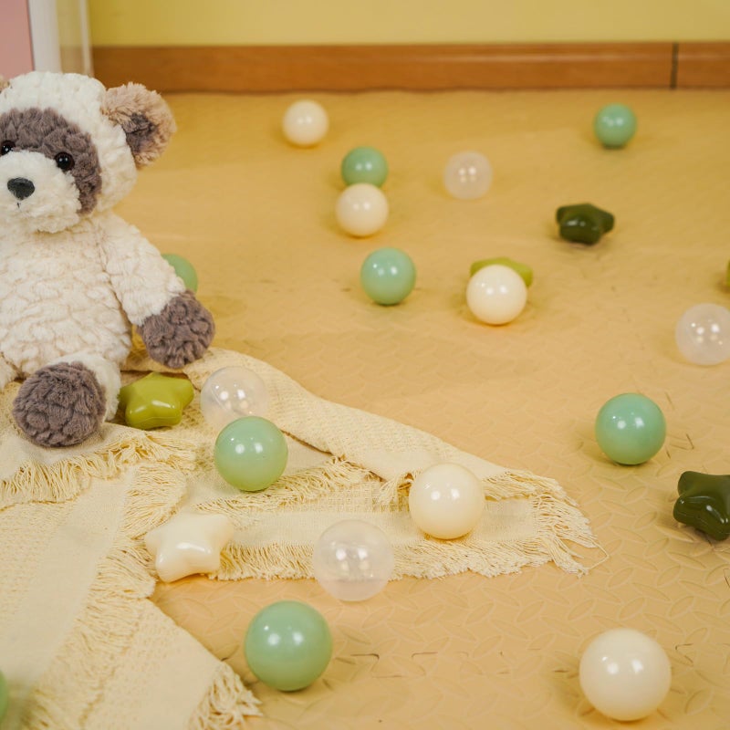TRENDPLAY Star Ball Pit Balls 200 for Toddlers - Green Ball Pit Ball Shapes for Boys Girls Fun, Birthday Party, Christmas Decoration, Cream Colors Mix Green - Image 2