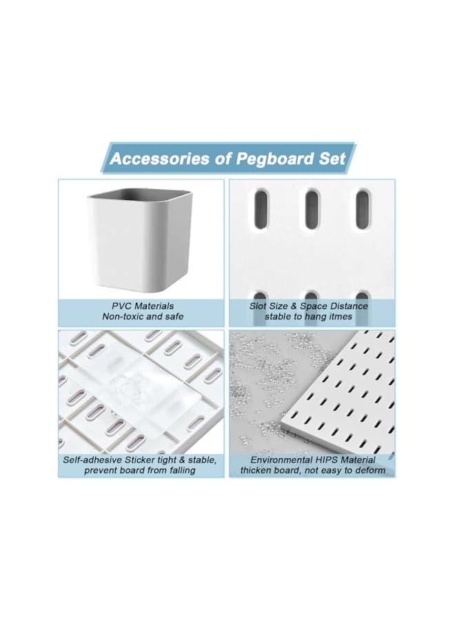 promass Pegboard Organizer with Hooks, Wall Mount Pegboard Combination Display Organizer Panel Kit with 19Pcs Accessory Metal Wall Organizer Stand for Bedroom Home Office Kitchen Bathroom 36x36cm - Image 5