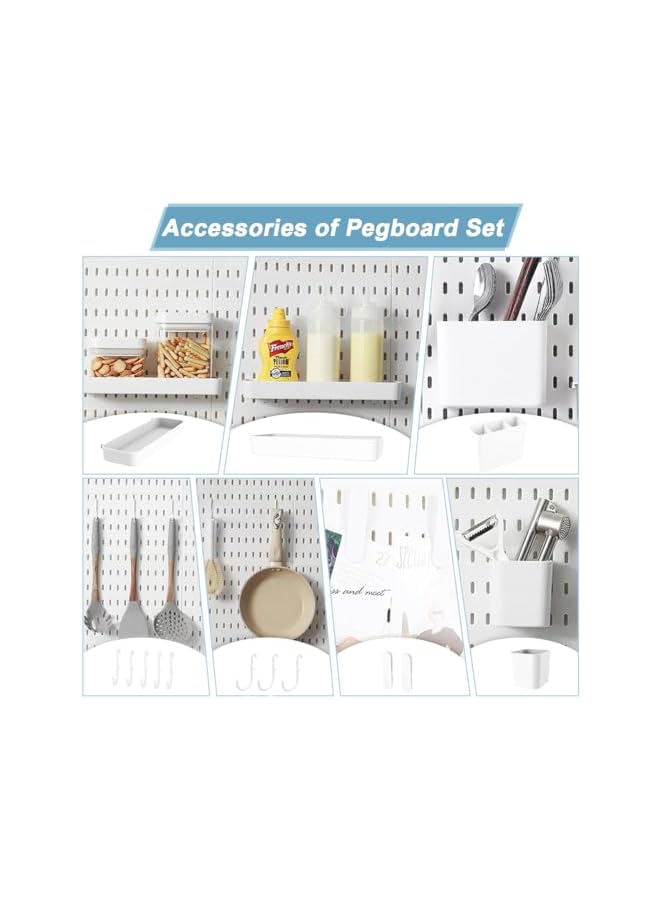 promass Pegboard Organizer with Hooks, Wall Mount Pegboard Combination Display Organizer Panel Kit with 19Pcs Accessory Metal Wall Organizer Stand for Bedroom Home Office Kitchen Bathroom 36x36cm - Image 4