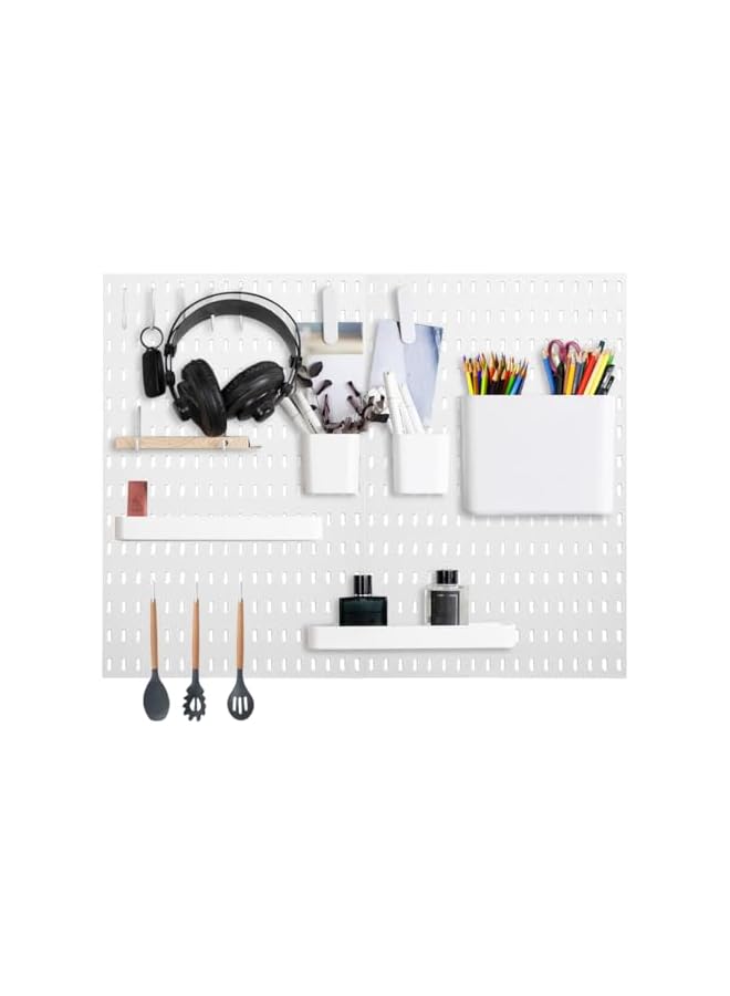 promass Pegboard Organizer with Hooks, Wall Mount Pegboard Combination Display Organizer Panel Kit with 19Pcs Accessory Metal Wall Organizer Stand for Bedroom Home Office Kitchen Bathroom 36x36cm - Image 2