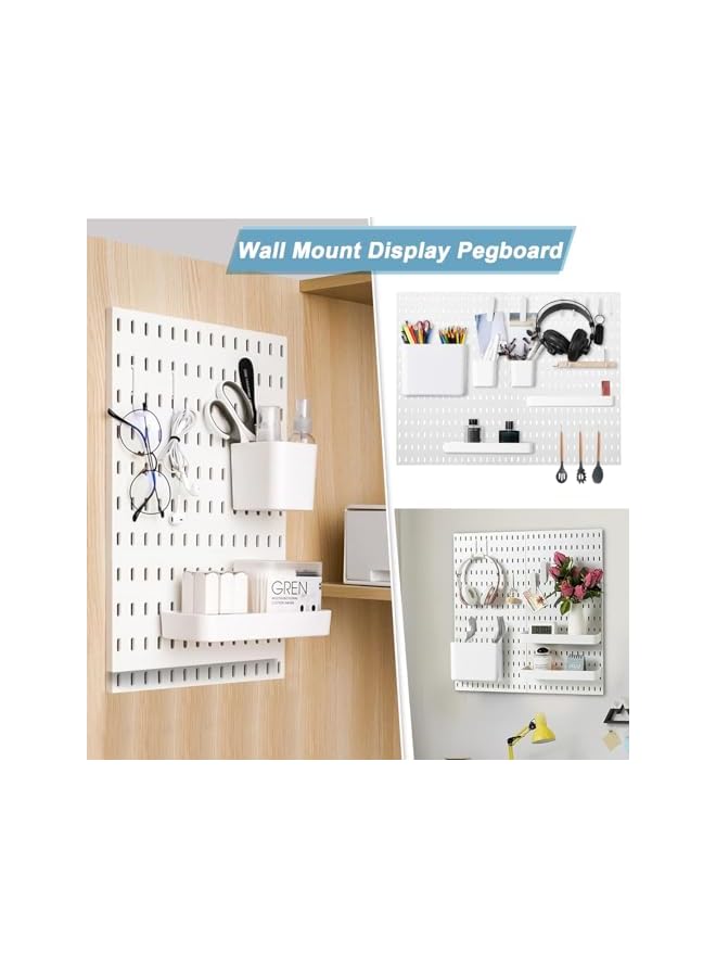 promass Pegboard Organizer with Hooks, Wall Mount Pegboard Combination Display Organizer Panel Kit with 19Pcs Accessory Metal Wall Organizer Stand for Bedroom Home Office Kitchen Bathroom 36x36cm - Image 3