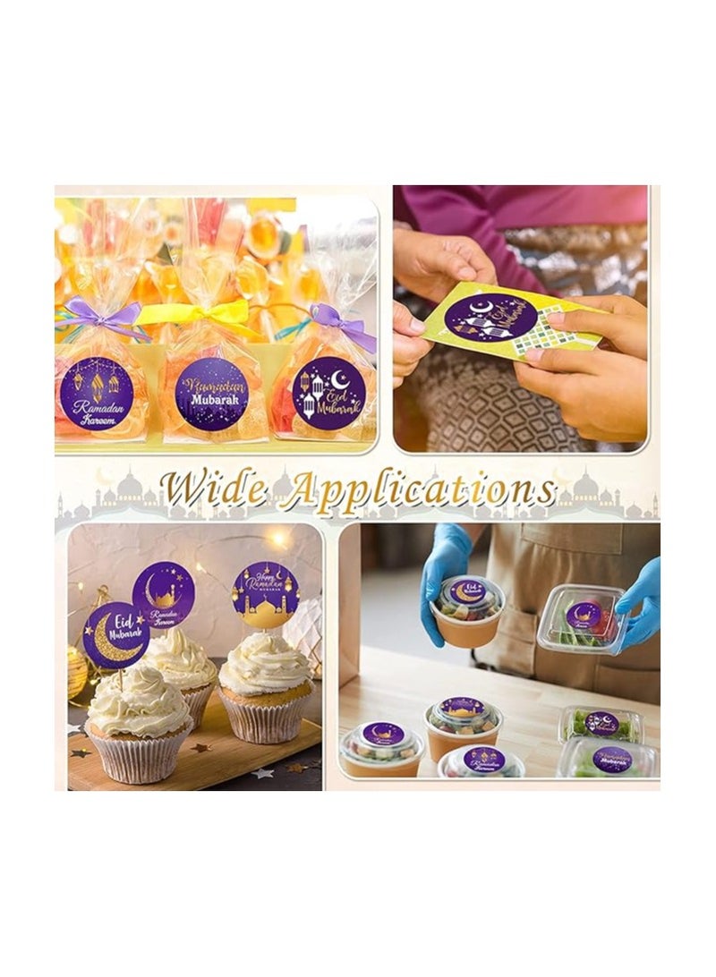 برينت شوب فور مي ملصقات رمضان، ملصقات عيد مبارك، ملصقات رمضان كريم، ملصقات رمضان كريم لديكورات حفلات العيد، لوازم حفلات رمضان (12، أرجواني (نمط ذهبي مشرق)) - Image 5