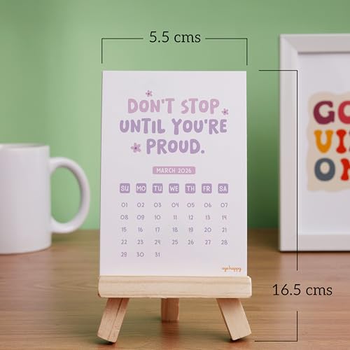 Oye Happy - Positive Vibes Calendar 2026 | Daily Positivity and Uplifting Messages | Motivational Gift with Pine Wood Easel - Image 4