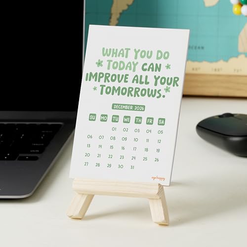 Oye Happy - Positive Vibes Calendar 2026 | Daily Positivity and Uplifting Messages | Motivational Gift with Pine Wood Easel - Image 2