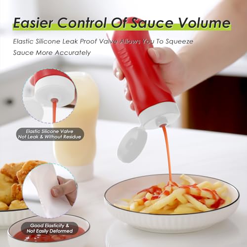 Nacxbwer Condiment Squeeze Bottles for Ketchup Hot Sauce Liquids Oil with Caps for Condensed Milk and Mustard Salad Dressing Dispenser Clear Plastic Bottles Dressing Container HD PE BPA-free - Image 2