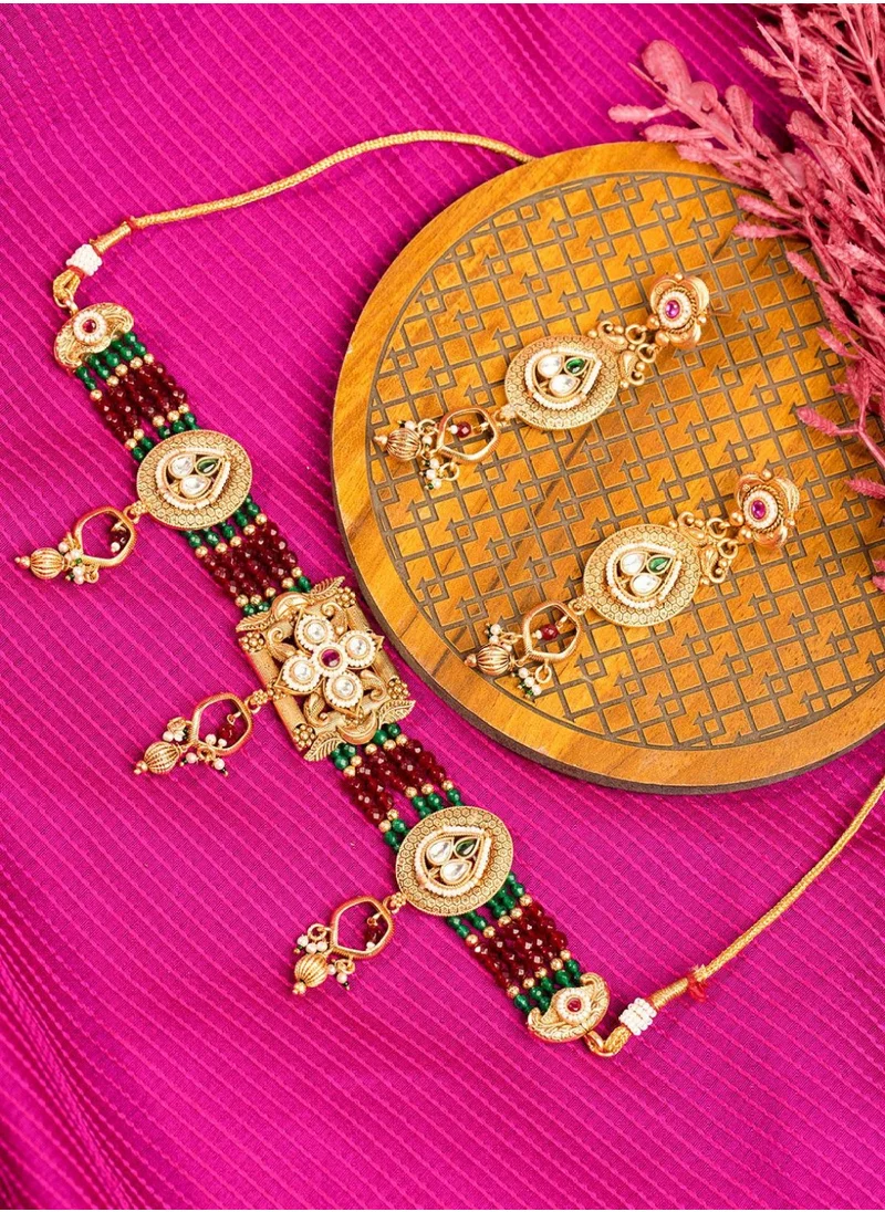 Priyaasi Stone-Studded  Beaded Jewellery Set