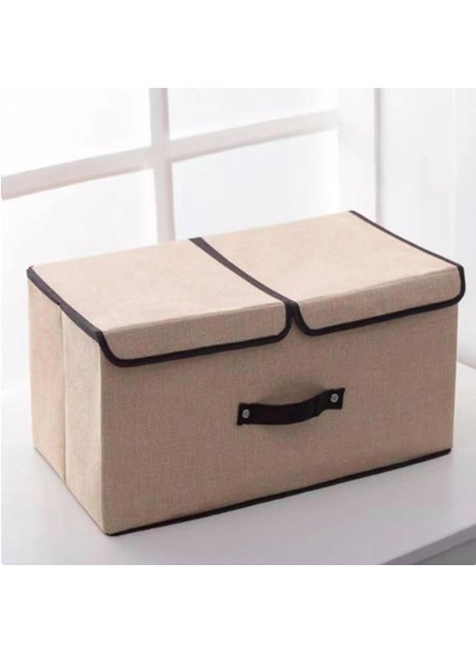 إيباسكت صندوق تخزين قماشي قابل للطي مع غطاء، منظم ملابس قماشي كبير للخزانة، سلة خزانة قابلة للغسل بمقابض متينة ورف معدني مقوى تعمل على تنظيم الارفف والدواليب(قد يختلف اللون) - Image 4