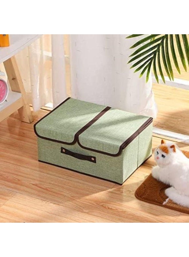 إيباسكت صندوق تخزين قماشي قابل للطي مع غطاء، منظم ملابس قماشي كبير للخزانة، سلة خزانة قابلة للغسل بمقابض متينة ورف معدني مقوى تعمل على تنظيم الارفف والدواليب(قد يختلف اللون) - Image 2